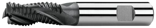 End mills short, 1 tooth cut over centre, λ 30°, type NR, weldon shank, coating AlTiN