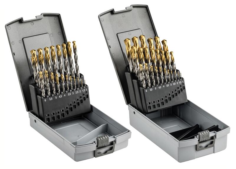 Set of parallel shank twist drills - jobber series, TiN coating