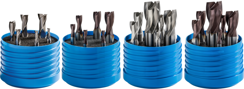 Set of slot drills short, 2-fluted, centre cutting, 25°, type N, Weldon shank