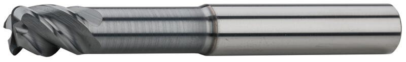 Schaftfräser lang, mit dem Eckenradius, 44°-45°, Typ N, glatter Schaft, Beschichtung AlCrN