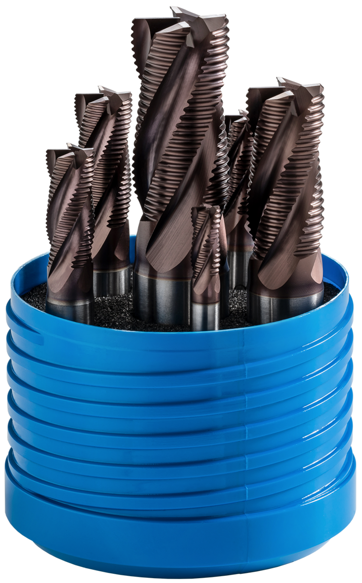 Ensemble de fraises à queue courtes, 1 coupe au centre, 30°, type HR, Weldon