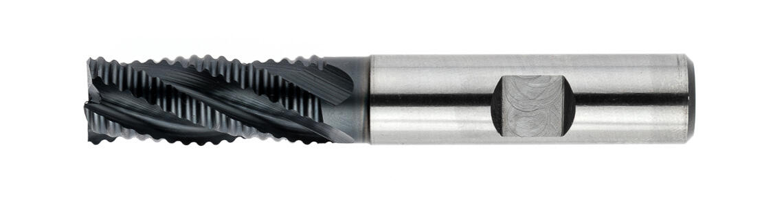 Zylindrische Planfräser, kurz, 2 Kanten quer zur Mitte, 30°, NR-Ausführung, Weldon-Plan, Durchmesser 12,7 mm, AlTiN-Beschichtung