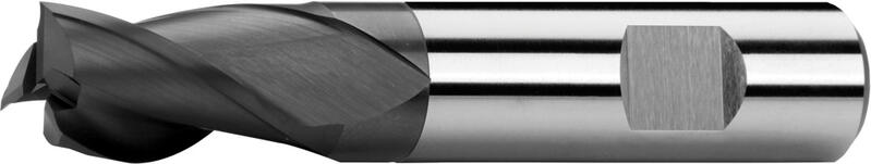 Slot drills short, 3-fluted, centre cutting, 30°, type N, Weldon shank, coating AlTiN