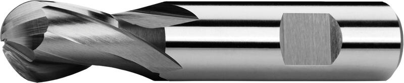 Ball nose end mills short, 2-fluted, 25°, Weldon shank