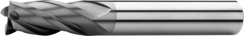 End mills long, 2 teeth cut to centre, 30°, type N, plain shank, coating AlTiN