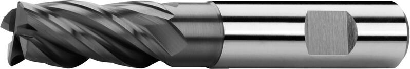 End mills long, 2 teeth cut to centre, 35°-38°, type N, Weldon shank, coating AlCrN