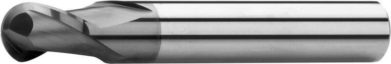 Ball nose end mills short, 2-fluted, type N, plain shank, coating AlTiN