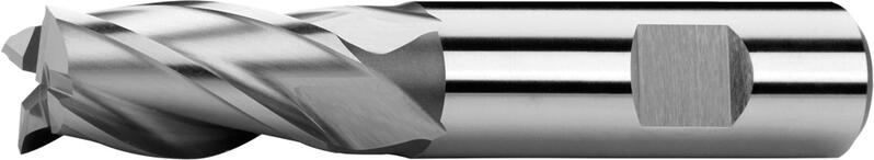 End mills short, 1 tooth cut over centre, 30°, type N, Weldon shank